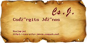 Csörgits János névjegykártya